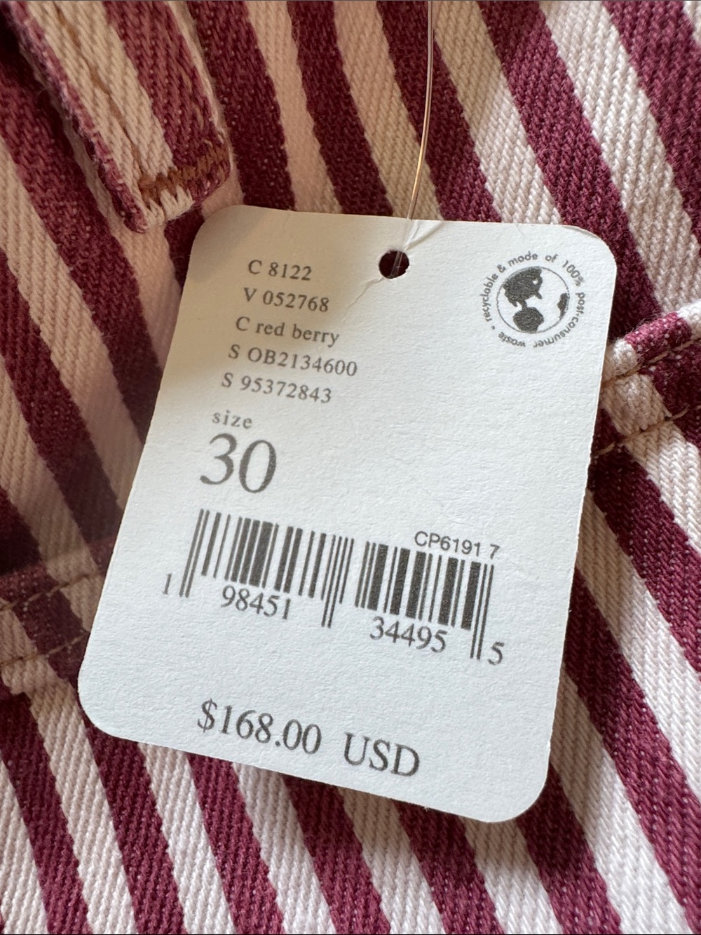 We The Free Moxie Barrel Jeans Red Berry Stripes - Picture 5 of 10